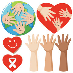 Set of mix heart with earth