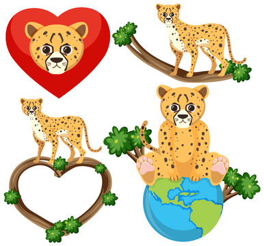 Cheetah Icons Set for Graphic Design