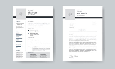 Professional Creative Resume and Elegant Cover Letter or letterhead template for Business Job Applications 