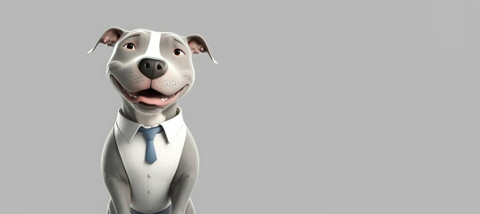 pitbull dog cute illustration on white background. Generative Ai