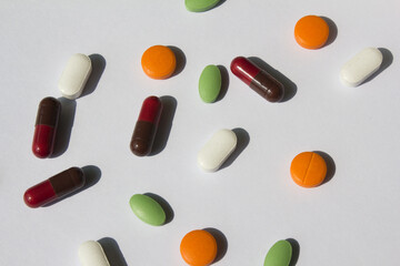 colorful pills on a white background