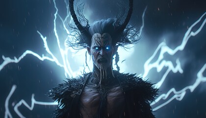 wendigo witch with chaotic digital art illustration, Generative AI