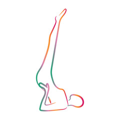 Silhouette of human doing yoga on white background