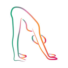 Silhouette of human doing yoga on white background
