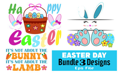 Happy Easter Day Typography t-shirt design. Easter Day Motivational Typography t-shirt Creative Kids, and Typography Theme Vector Illustration.