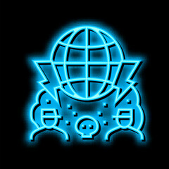 large scale conflict and wars social problem neon glow icon illustration
