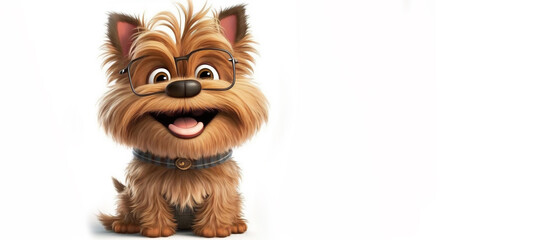 Naklejka premium Yorkshire dog cute illustration on white background. Generative Ai