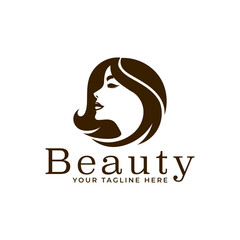 isolated woman face beauty salon logo design template