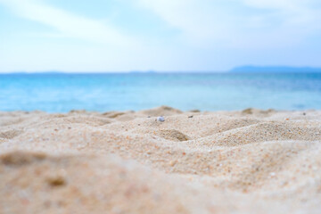Beach sand and background tropical water sea paradise beaches in the Andaman Sea.
