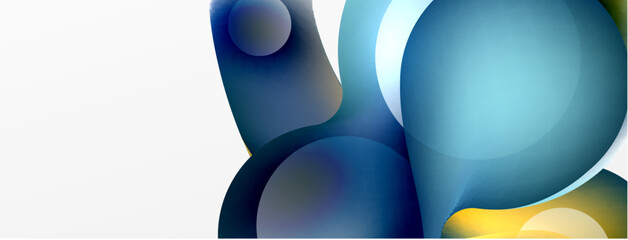 Fluid abstract background. Liquid color gradients composition. Round shapes and circle flowing design for wallpaper, banner, background or landing