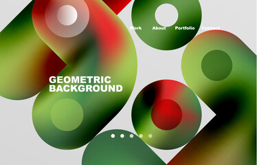 Circles and round shapes landing page abstract geometric background. Web page for website or mobile app wallpaper