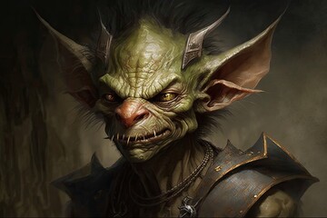 A goblin, a fictitious monster known for its cunning and mischief, is depicted here. Generative AI