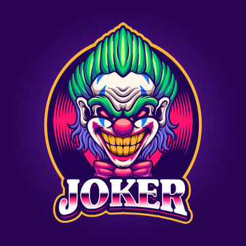 Scary Face Joker Mascot Gaming Logo Design