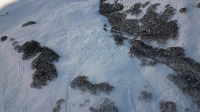 Aerial of Ski Tracks in the Snow, Serfaus Austria