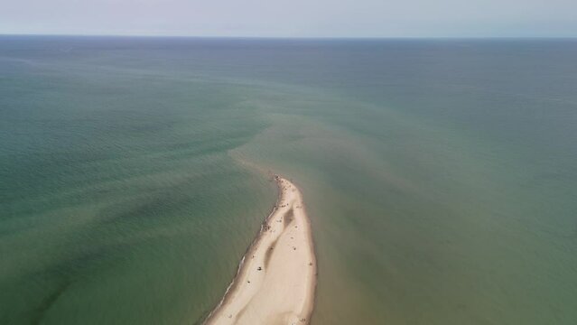 Aerial of Skagen Grenen Peninsula Sandbar, Denmark