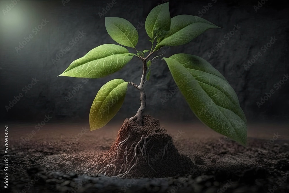 Aufkleber a sapling sprouted from the base of the tree. generative ai