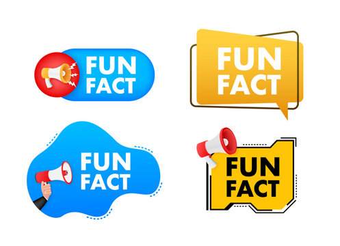 Megaphone label set with text fun fact. Megaphone in hand promotion banner. Marketing and advertising