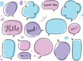 手書きのラフなふきだしセット　マカロン