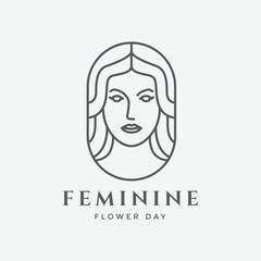 woman face beauty makeup feminine style minimalist logo design vector illustration