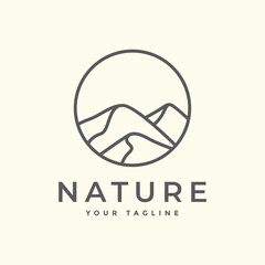 nature landscape outdoor park mountain adventure minimal logo design graphic vector