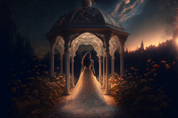 Princess Walking Beautiful Dress Night