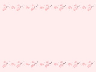 Fototapeta na wymiar A notepad stationery design with a cherry tree branch pattern with pink Japanese cherry blossoms listed on both sides