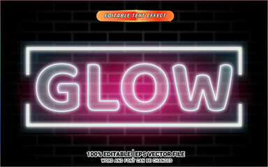 Glow neon 3d text effect template design