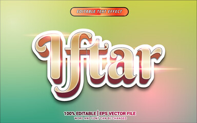 Iftar gold 3d text effect editable template design
