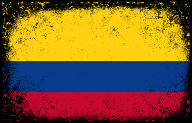 old dirty grunge vintage colombia national flag illustration