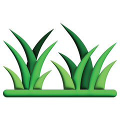 3D illustration grass in nature set 