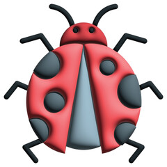 Fototapeta na wymiar 3D illustration lady bug in nature set 