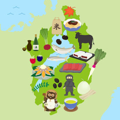 滋賀県の名物のイラストセット