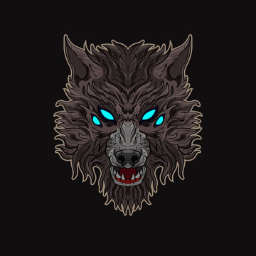 Wolf Design Head Emblem of Aggressive Angry Illustration your merchandise or business