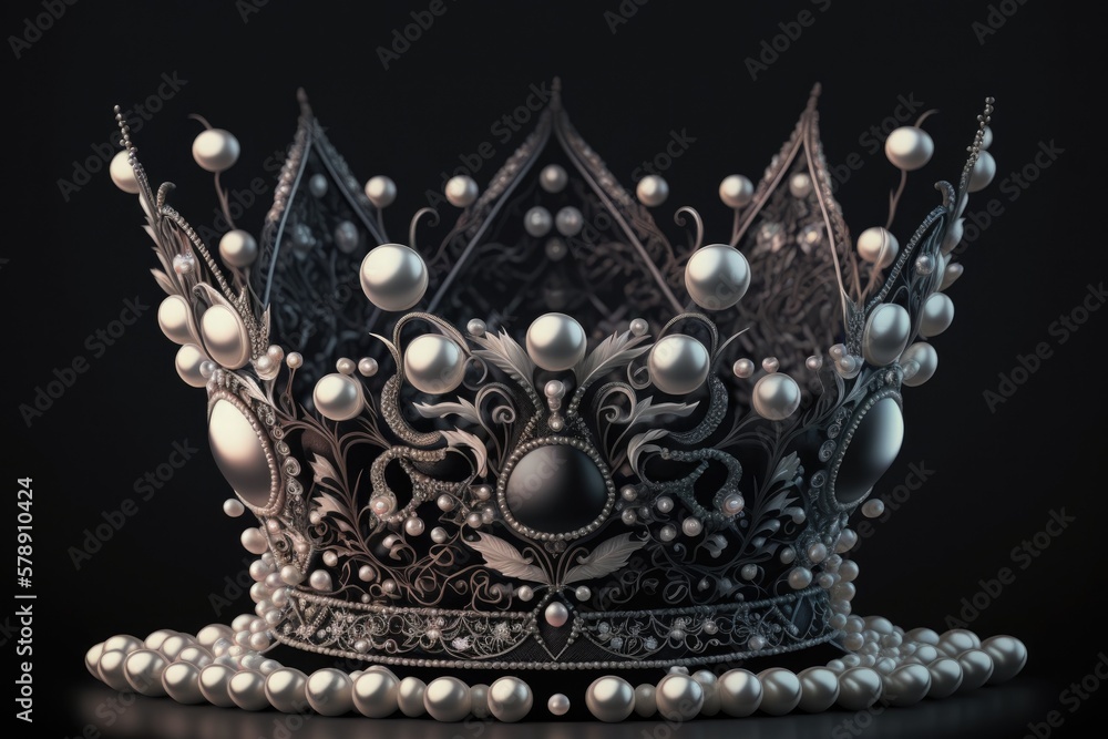Canvas Prints a pearly crown set against a pitch black backdrop. generative ai