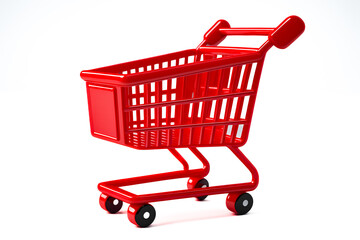 Image of a 3D shopping cart in a virtual shopping scene with various products inside, representing the ease and convenience of online shopping.