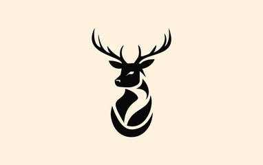 Unique Deer and Deer head logo and art design with a simple circle