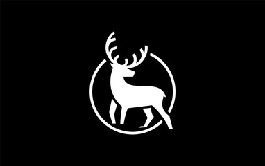 Unique Deer and Deer head logo and art design with a simple circle
