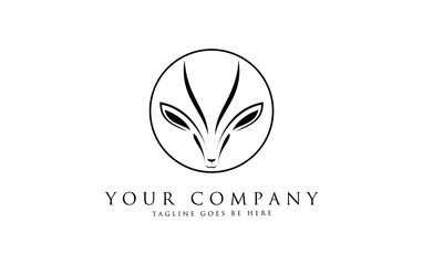 Unique Deer and Deer head logo and art design with a simple circle