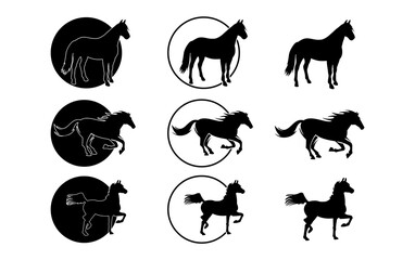 Multiple Horse Elegant Logo Symbol Design