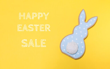 Easter sale banner with colorful bunny on creative background