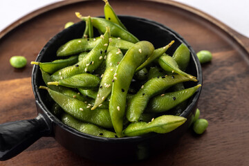 portion of edamame green beans in bowl