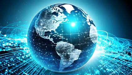 Fototapeta premium Global internet network, generative AI