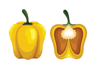 Paprika Fruit Pepper Vegetable Fresh Fruits Vector Illustration