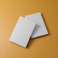 Hardcover blank white book template, isolated brown background
3d rendering