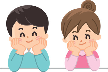 頬杖をついて寛ぐ若いカップル　リラックス