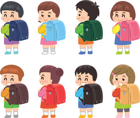 ランドセルを背負った小学生　入学