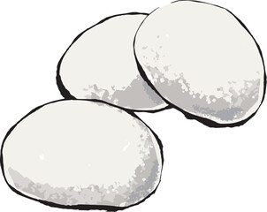 日本の丸餅　手描きイラスト