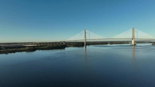 Aerial view of the Dames Point Bridge. 