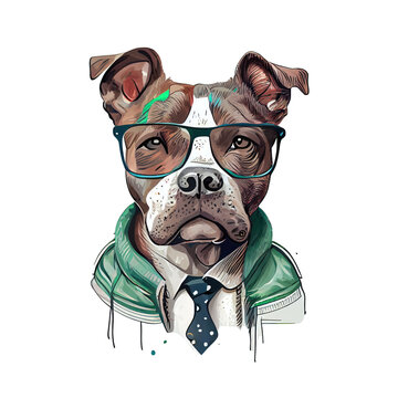 Staffordshire Bull Terrier dog on white background, transparent png, generative ai
