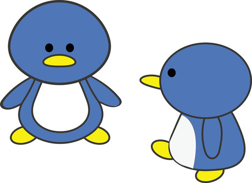 Two cute cartoon version penguins